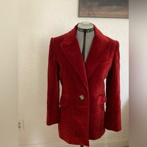 NWOT franco + Russe vintage red 100% cotton velvet suit size M